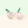 Brass Micro Pave Cubic Zirconia Apple Stud Earrings EJEW-L278-04P-2