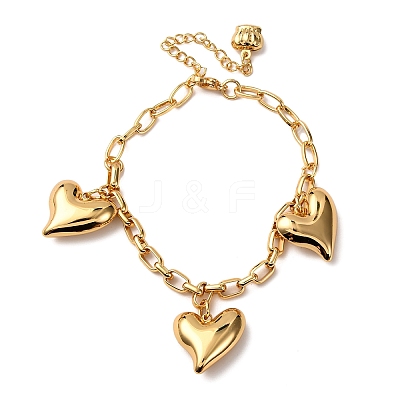 304 Stainless Steel Heart Charms Bracelets BJEW-G758-02G-1
