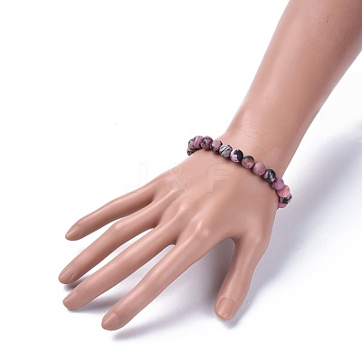 Natural Rhodonite Round Beads Stretch Bracelets BJEW-JB04174-03-1
