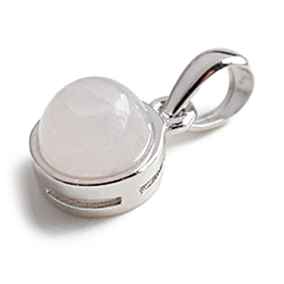 Natural Rose Quartz Half Round Charms G-NH0001-12I-1
