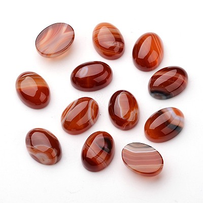 Natural Striped Agate/Banded Agate Oval Cabochons G-L394-02-18x13mm-1