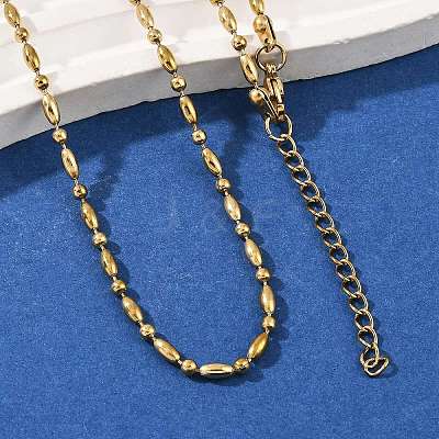 2.5MM 304 Stainless Steel Round Oval Link Chain Necklaces X-NJEW-M110-01G-1
