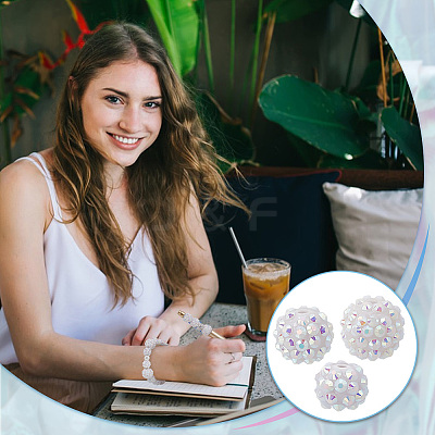 30Pcs 3 Styles Acrylic & Resin with Rhinestone Round Beads OACR-PH0004-27-1