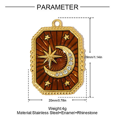 304 Stainless Steel Enamel Pendants STAS-OY004-76G-1