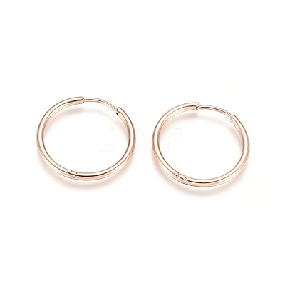 304 Stainless Steel Huggie Hoop Earrings EJEW-G272-02-20mm-RG-1