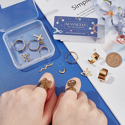 DIY Stainless Steel Charms Cuff Ring Making Kit DIY-SC0026-07G-1
