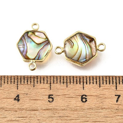 Brass Pave Natural Paua Shell Connector Charms KK-E794-01G-08-1