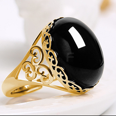 Oval Natural Chalcedony Finger Rings WG05C38-05-1