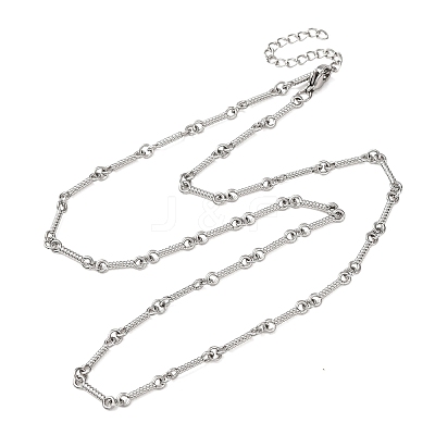 3.5MM 304 Stainless Steel Twisted Bar Link Chain Necklaces for Women Men LS-NJEW-F365-01P-1