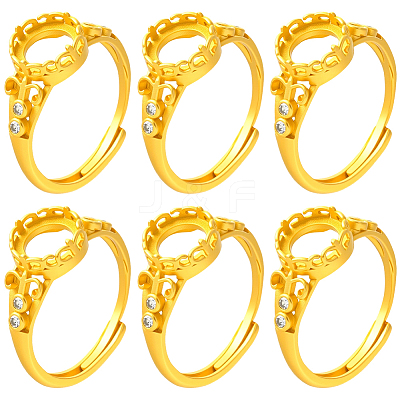 6Pcs Adjustable Brass Finger Rings Components KK-BBC0021-27-1
