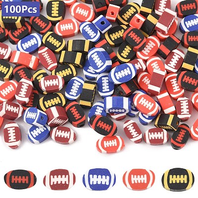 100Pcs 5 Colors Handmade Polymer Clay Beads CLAY-YW0002-44-1