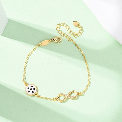 Sports Brass Micro Pave Cubic Zirconia Infinity Link Bracelets BJEW-D386-01E-G-1
