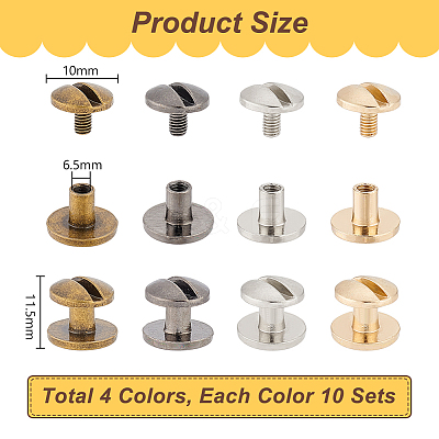 40Sets 4 Colors Alloy Screw Clasps BUTT-PH0001-30B-1