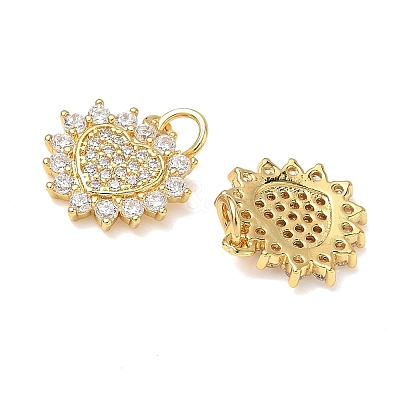 Brass Micro Pave Clear Cubic Zirconia Charms KK-L253-20G-02-1