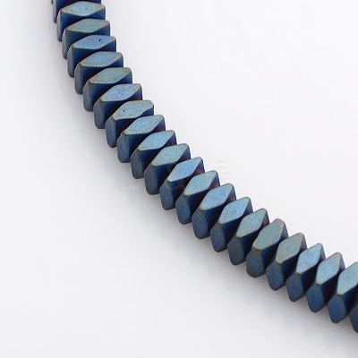 Frosted Square Electroplate Non-magnetic Synthetic Hematite Beads Strands G-P046-08-1