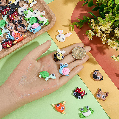 45Pcs 9 Styles Animal Theme Opaque Resin Cabochons RESI-SC0006-96-1