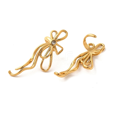 304 Stainless Steel Bowknot Cuff Earrings EJEW-C113-02G-1