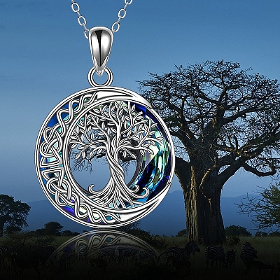 Alloy Pendant Moon & Tree of Life Necklace for Women PW-WGA8665-01-1