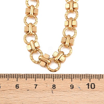 8MM 304 Stainless Steel Textured Ring Link Chain Necklaces NJEW-Z105-04G-03-1