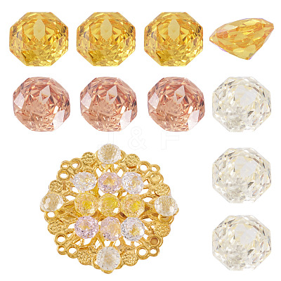9Pcs 3 Colors Cubic Zirconia Cabochons ZIRC-TA0001-30B-1