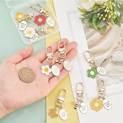 9Pcs Alloy Enamel Pendants Keychains HJEW-NB0001-52-1