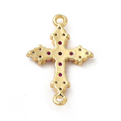 Eco-Friendly Rack Plating Brass Pave Cubic Zirconia Connector Charms KK-F847-06G-1