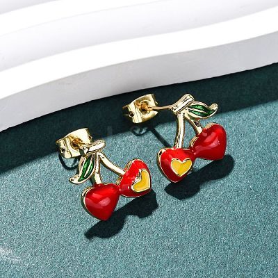 Brass Micro Pave Cubic Zirconia Stud Earrings LS-EJEW-D328-01G-01-1