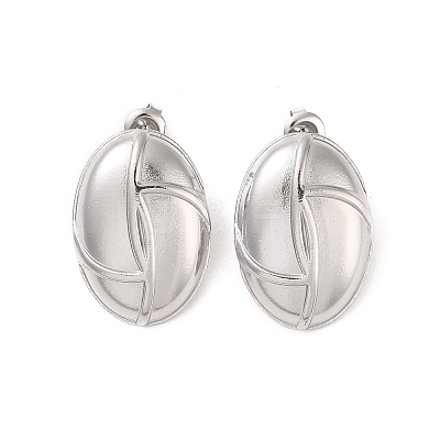 Non-Tarnish Oval 304 Stainless Steel Stud Earrings for Women EJEW-L272-011P-1