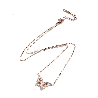 Ion Plating(IP) 304 Stainless Steel Cable Chain Necklaces NJEW-G081-10RG-1