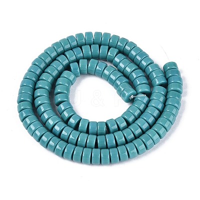 Opaque Solid Color Glass Beads Strands GLAA-N026-3x6mm-16-1