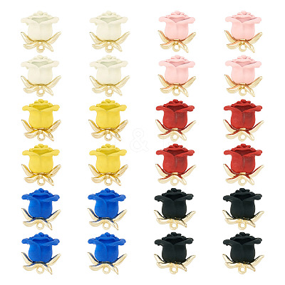 24Pcs 6 Colors Spray Painted Alloy Charms FIND-TA0003-29-1