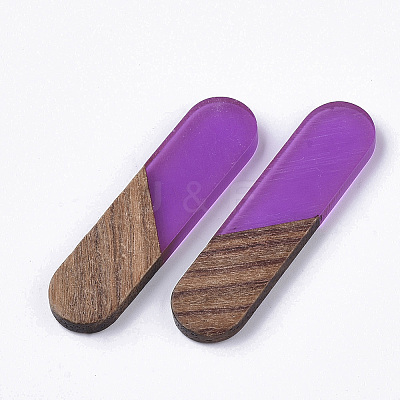 Transparent Resin & Walnut Wood Cabochons RESI-Q210-014A-B01-1