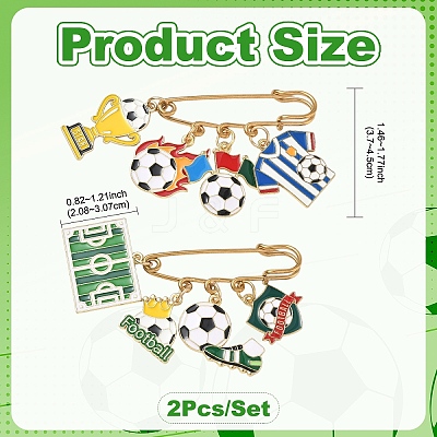 2Pcs Football Theme 304 Stainless Steel Brooches JEWB-YW00004-1