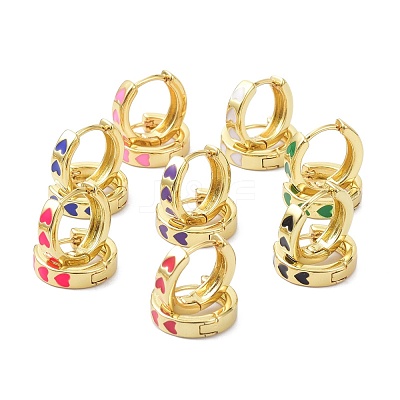 Brass Enamel Hoop Earrings KK-P205-18G-1