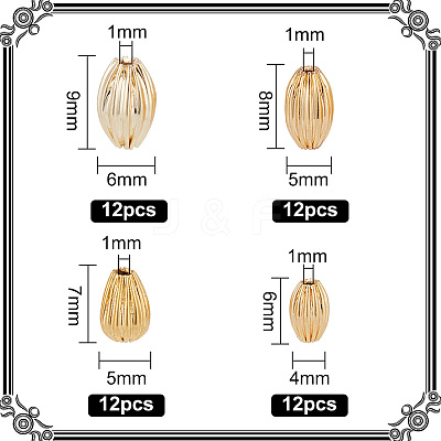 48Pcs 4 Style Brass Beads KK-GO0001-08-1