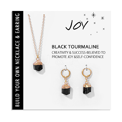 Nuggets Natural Tourmaline Pendant Necklaces & Earrings Sets for Women WG0BEC3-03-1