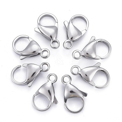 Tarnish Resistant 304 Stainless Steel Lobster Claw Clasps STAS-AB15-1