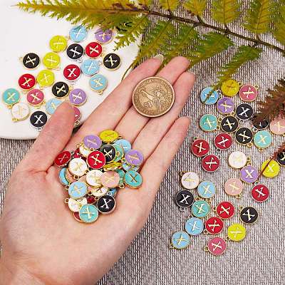 120Pcs 12 Colors Golden Plated Alloy Charms ENAM-SZ0001-64X-1