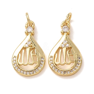 Brass Micro Pave Clear Cubic Zirconia Pendants CU-CBA2907-05B-G-1