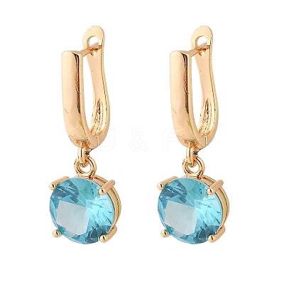 Flat Round Brass Pave Cubic Zirconia Hoop Earrings for Women EJEW-G428-22G-1