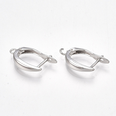 Brass Hoop Earring Findings with Latch Back Closure KK-S350-072P-1