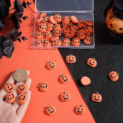 50Pcs Pumpkin Opaque Resin Cabochons RESI-SC0003-34-1