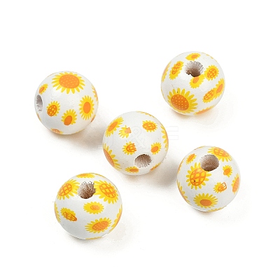 Painted Wood European Beads WOOD-F017-04B-1