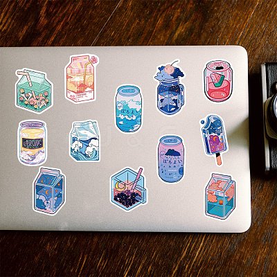 50Pcs Cartoon Drinking Bottle Paper Sticker Label Set DIY-G066-06-1