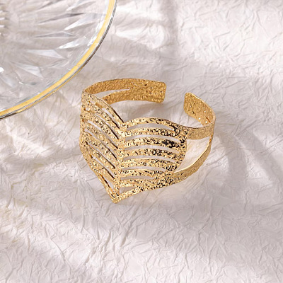 304 Stainless Steel Cuff Bangles BJEW-B135-01E-G-1