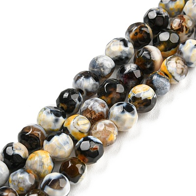 Dyed Natural Fire Crackle Agate Beads Strands G-G007-01-1