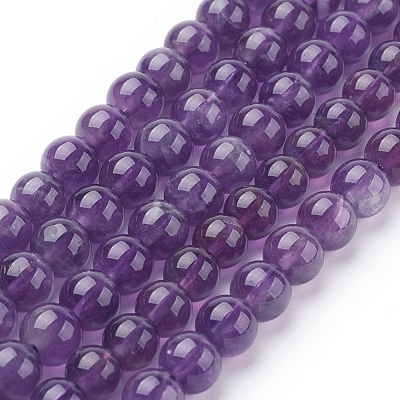 Natural Amethyst Beads Strands X-G-G099-6mm-1-1