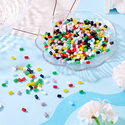 700Pcs 7 Colors Opaque Imitation Jade Glass Beads GLAA-TA0003-27-1