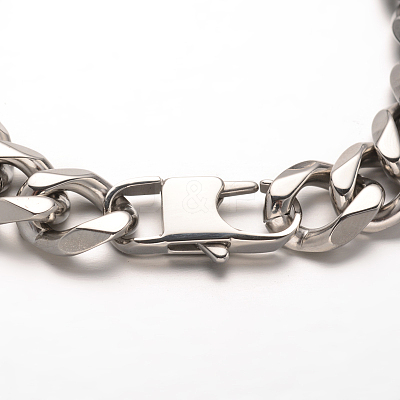 Tarnish Resistant 201 Stainless Steel Curb Chains Bracelets BJEW-L499-04P-1