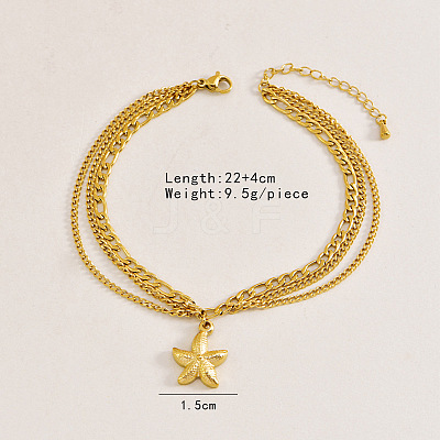 304 Stainless Steel 3 Layer Charm Anklets for Women FS-WG18883-01-1